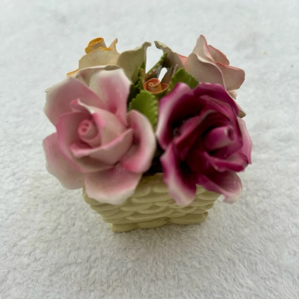 Vintage Thorley English Bone China Stafforshire England Carnation Flower Basket